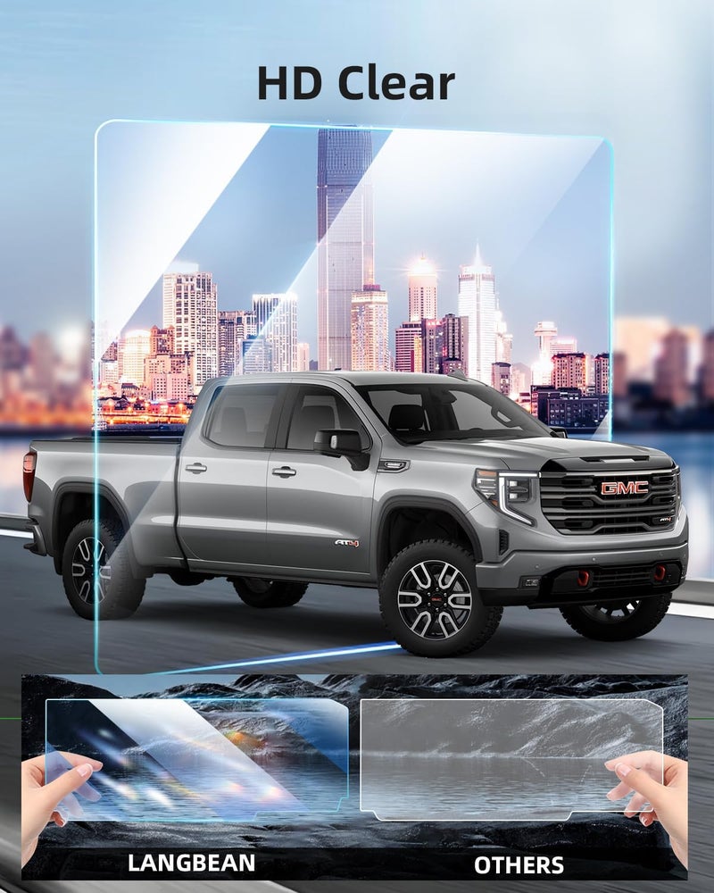 LANGBEAN 3PCS Screen Protector for 2022-2025 2026 GMC Sierra/Chevy Silverado 1500(SLE/Elevation/SLT) 13.4 inch Infotainment Touch Screen & 12.3 inch Digital Instrument Cluster, HD, High Sensitivity - Image 4